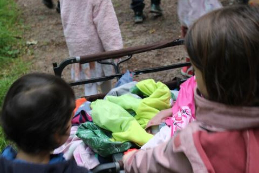 Waldkita Harburg der AWO Hamburg Kinder entdecken den Wald.